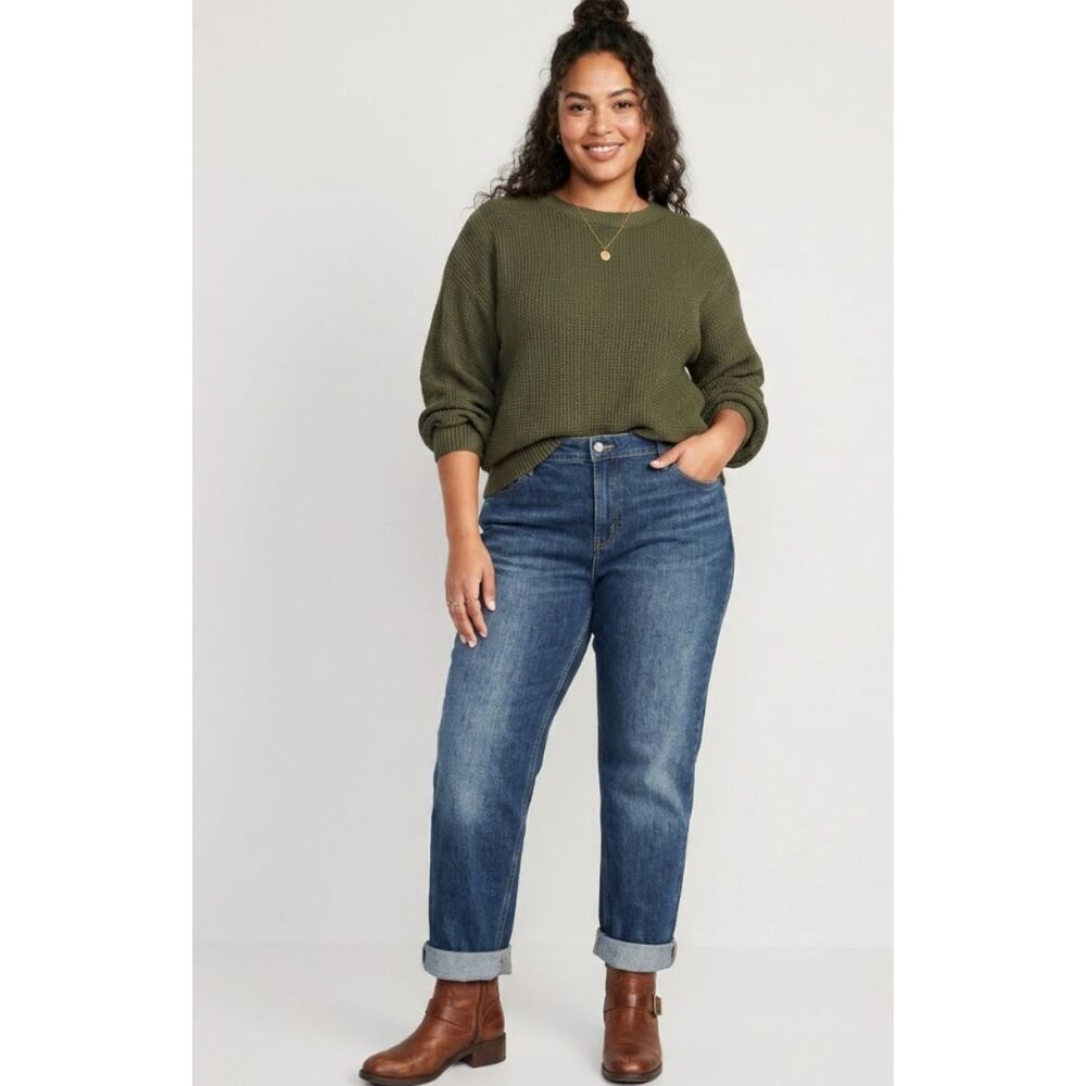Old Navy 2024 Mid-Rise Wow Boyfriend Straight Jeans Women's Plus Size 22